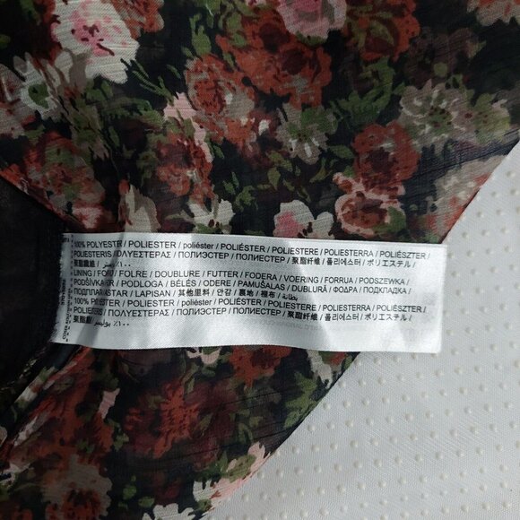 Mango Womens Black Brown Floral Multicolored Floral Print Sheer Long Sleeve Sz 6 - Picture 7 of 8
